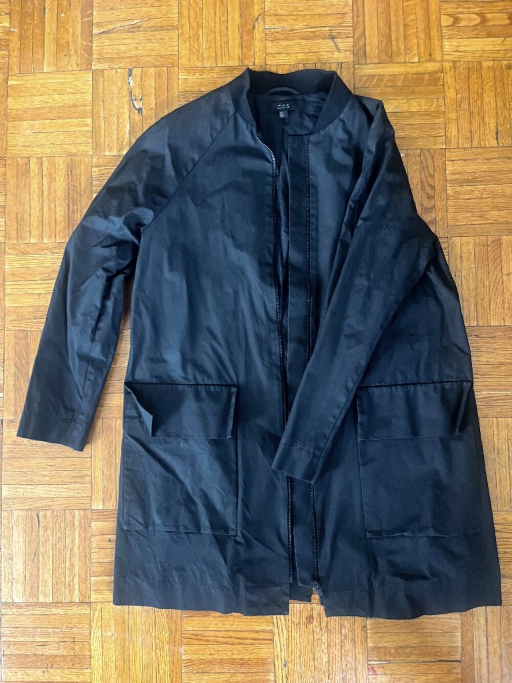 COS Black Minimalist Cotton Blend Utility Coat Jacket – US 6 – Excellent Conditi